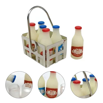 

1 Set Miniature Milk Bottle Mini House Props Mini House Plaything Mini House Layout Mini Desktop Decor for Mini House Children K