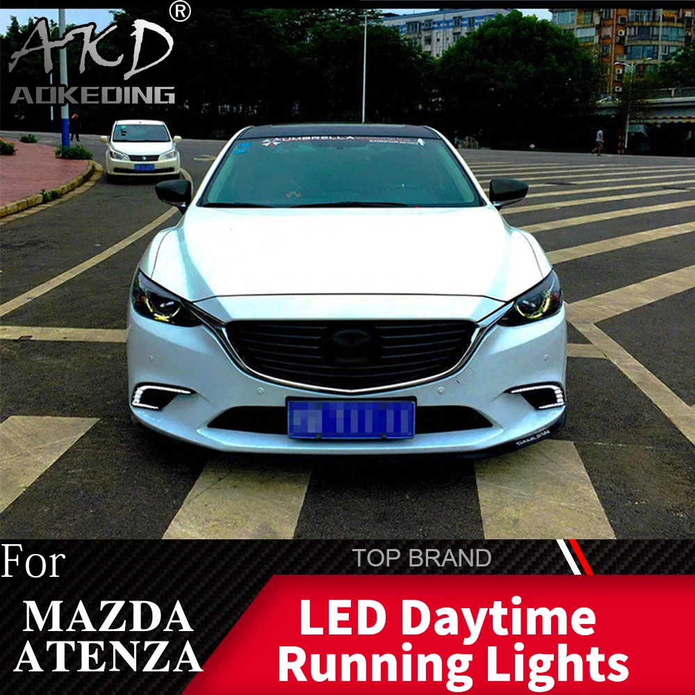 

AKD 2PCS LED Daytime Running Light For Mazda 6 Atenza 2017 2018 Yellow Turn Signal Function 12V Car DRL Fog Lamp Decoration