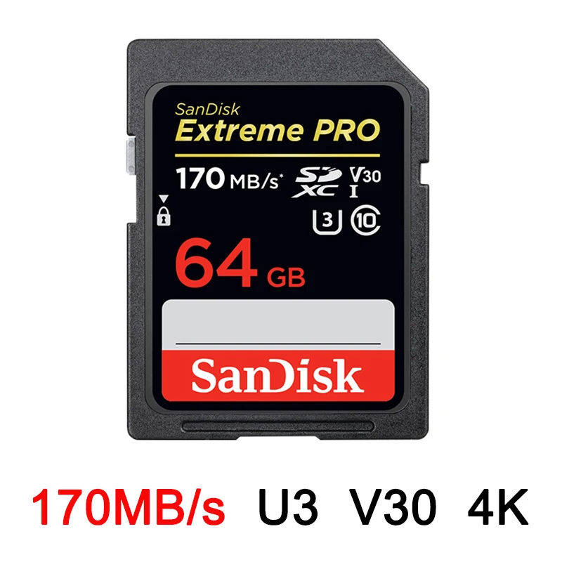 170MB 64GB SanDisk Extreme Pro/Ultra карта памяти 32 Гб 64 Гб 128 ГБ U3/U1 SD карта 256 Гб 16 Гб флэш-карта SD память SDXC SDHC SD карта для камеры - Емкость: 170MB 64GB