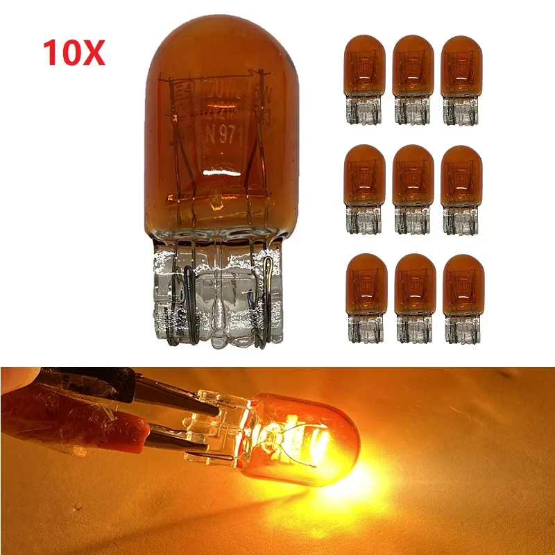 

10pcs T20 7443 7440 21/5W DRL Bulbs Double Filaments Halogen Bulb amber red Clear Glass Daytime Running Light Turn Signal Light