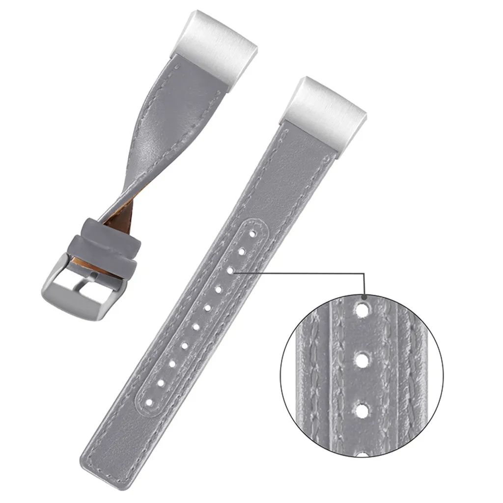 Watch Strap Replacement Leather Wristband With Metal Connectors For Fitbit Charge 2 Watch