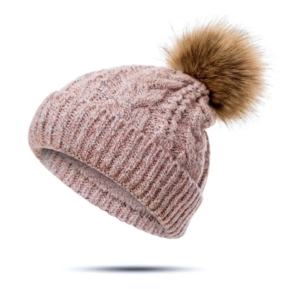 New Women's Hat For Women Winter Warm Knit Solid Color Wool Cap Warm Women's Skullies Beanies Hat Knitted Hats Casual Cap
