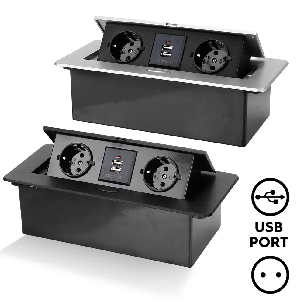 Настольная розетка из алюминиевого сплава настольная с USB-зарядкой 2 3