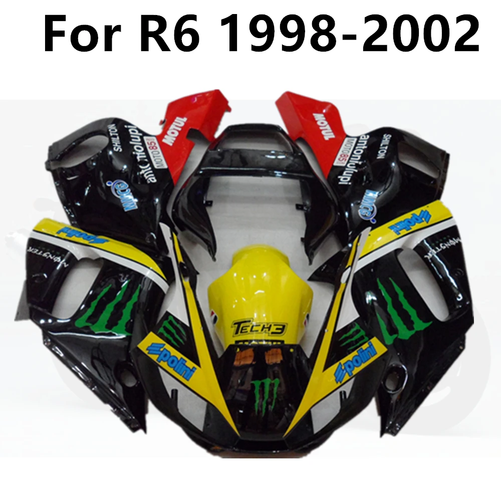 Мотоцикл полный обтекатель наборы для YAMAHA R6 1998 1999 2000 2001 2002 98 99 01 02 литья под давлением бодикон Cowling наклейка