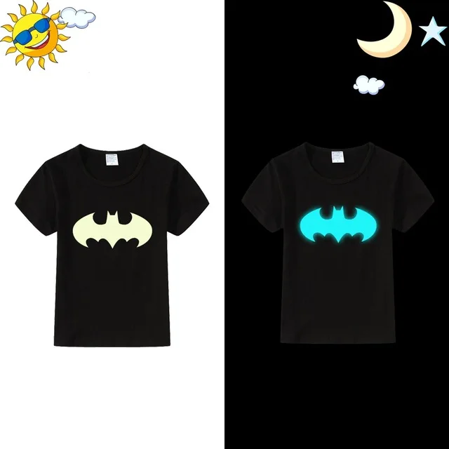 short sleeve 7 Коллекция года, летняя детская футболка Светящиеся в темноте футболки для мальчиков и девочек, хлопок, Детская футболка детские топы с длинными рукавами, футболки для мальчиков - Цвет: short sleeve 7