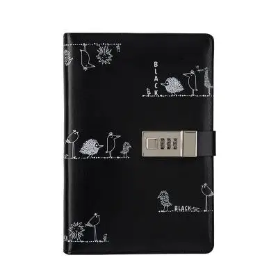 A5 black A6 пароль Дневник кожа Блокировка ноутбука дневники записная книжка каваи звезда роскошный планировщик Сделай Сам повесток oifce бизнес-блокнот D40 - Цвет: A5 black