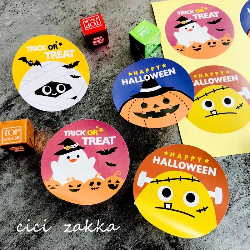1pc Halloween terror Pumpkin ghost Decorative Stickers Adhesive Stickers DIY Decoration Diary Stationery Stickers Children Gift