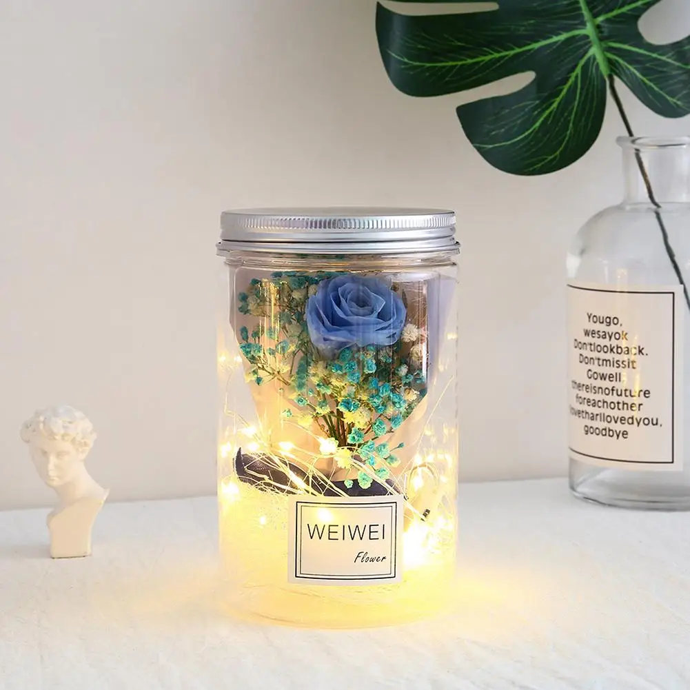 

New Clear Case Jar Preserved Fresh Dried Flower LED Night Light For Christmas Tree Holiday Wedding Decoration Night lighting