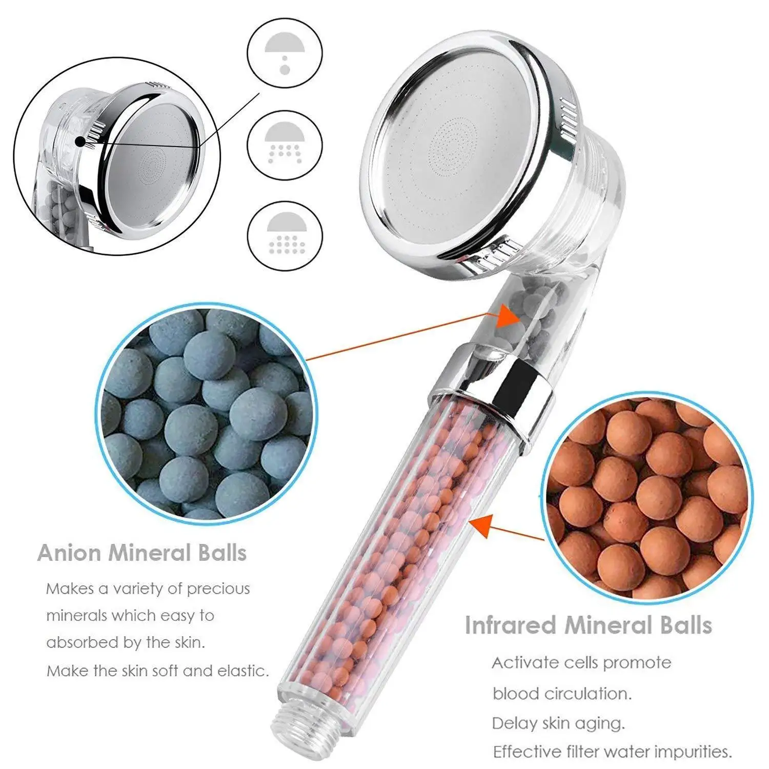 Насадка для душа 3 режима регулируемая струйная насадка экономия воды высокого
