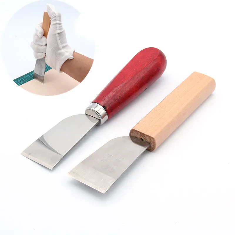 Профессиональный нож для резки кожи с деревянной ручкой инструмент