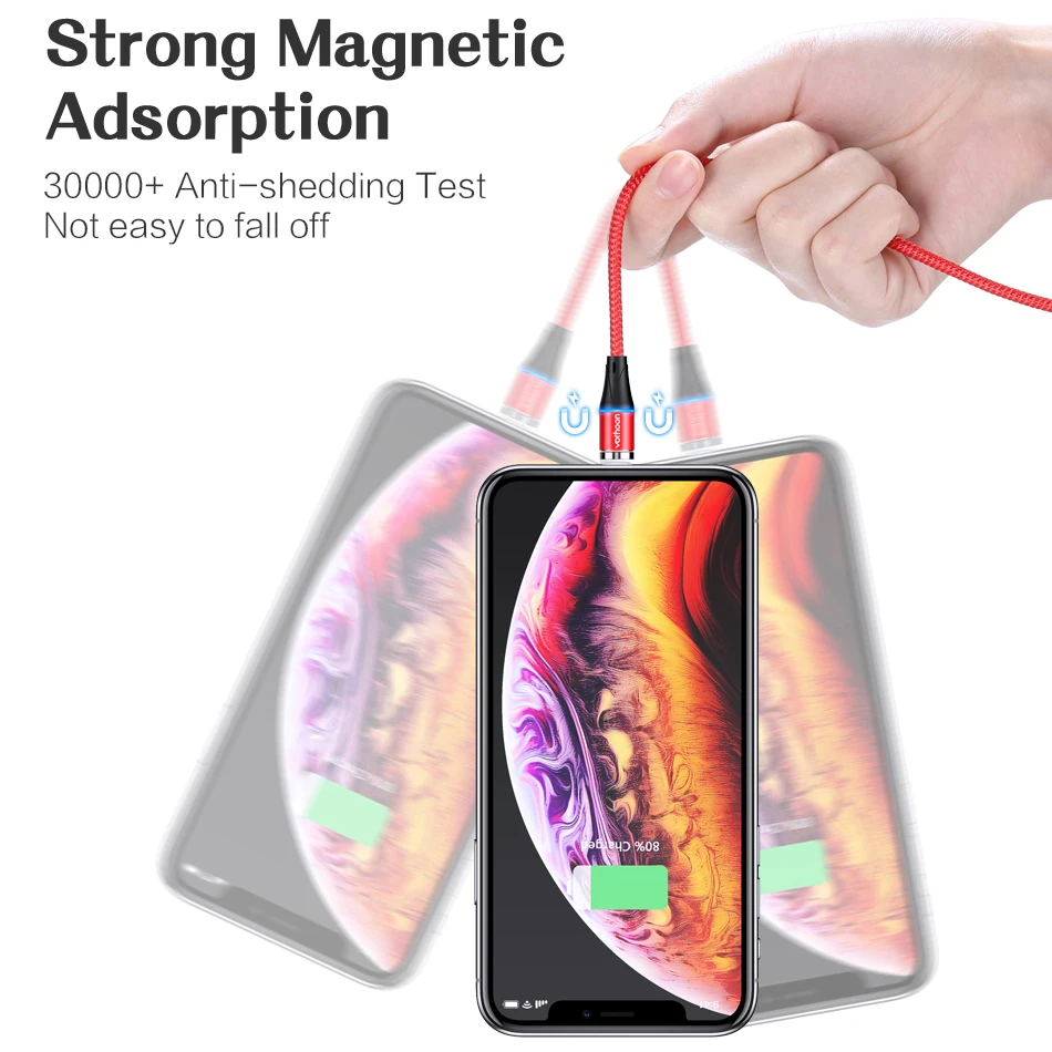 Магнитный usb-кабель votoon 2 м, 3 А, быстрая зарядка, Micro USB type-C кабель для iPhone 11 Pro, samsung S10, Xiaomi, магнитное usb-зарядное устройство