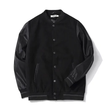 

Men's Jackets Fashion Autumn Buttons Cotton Sportswear Patchwork Loose Casual Jacket Leather Sleeve Tops Overcoat S-5XL 6XL