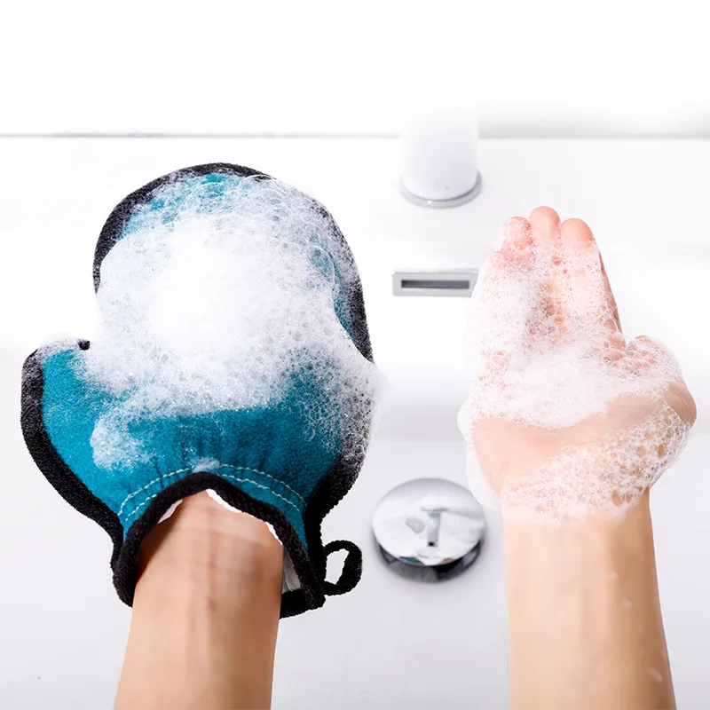 

Bath Towel Rubbing Decontamination Adult Double-Sided Rub Back Gloves Hole-Rub Household Bath Towel Rubbing Towel Useful Product
