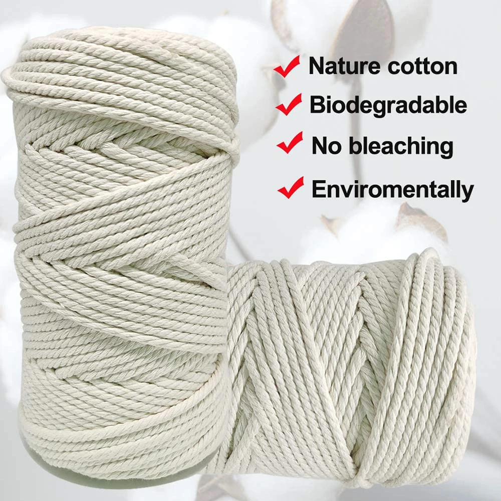 Natural Cotton Twisted Rope 2-100M 1/2/3/4/5/6/8/10mm Macrame Cotton Cord Twine String DIY Craft Knitting Christmas Wedding Deco cotton rope macrame cord