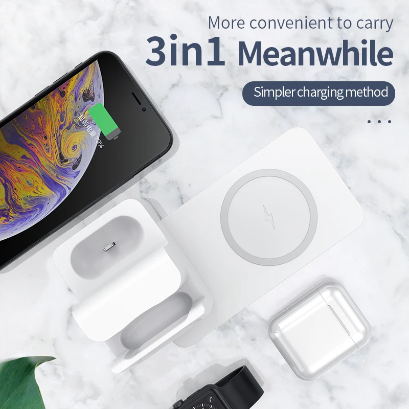 3 в 1 Qi Беспроводное зарядное устройство для iPhone 11 samsung S8 быстрая зарядная станция Док-станция для Apple Watch 4 3 2 1 Apple AirPods зарядное устройство