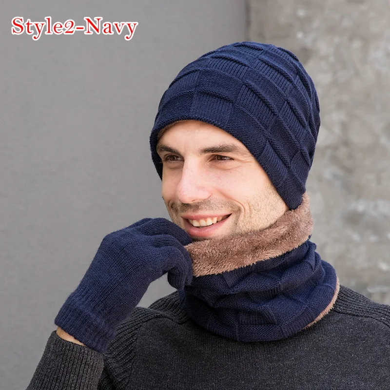 MoneRffi Зимняя Шапка-бини для мужчин и женщин, шапка, шарф, теплый шарф и шапка, набор перчаток, мужская и женская шапка, шарф, набор из 3 предметов, Skullies Beanies
