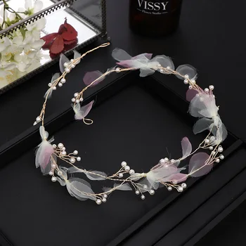 

FORSEVEN Luxury Colorful Floral Shape Hairband Women Hair Pin Cute Yarn Flower Headband Bridal Wedding Hair Accessories