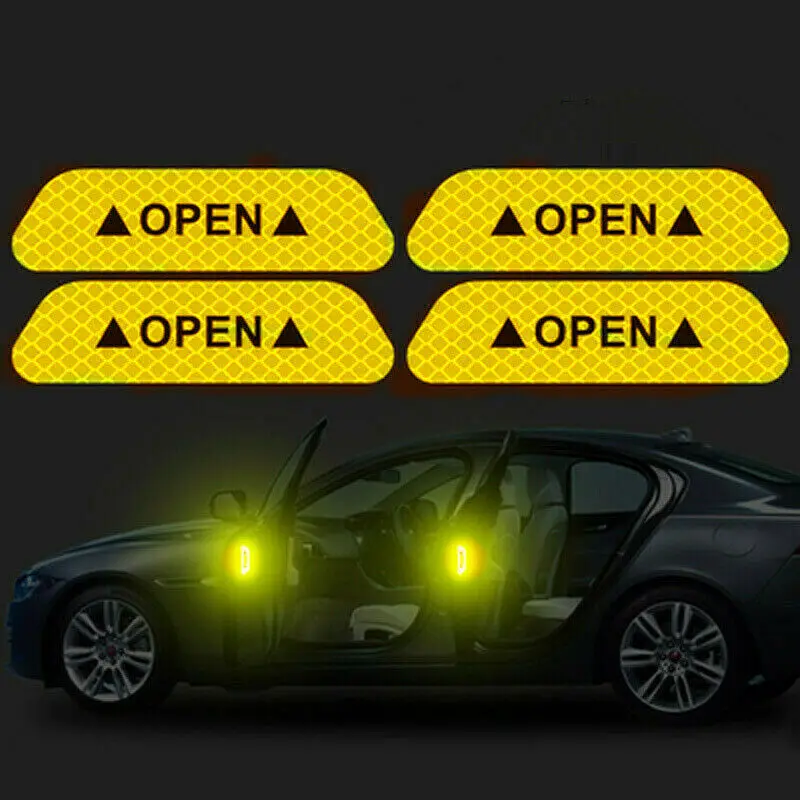 4 универсальные авто двери открытая наклейка светоотражающая лента Предупреждение предупреждающая наклейка - Цвет: Цвет: желтый