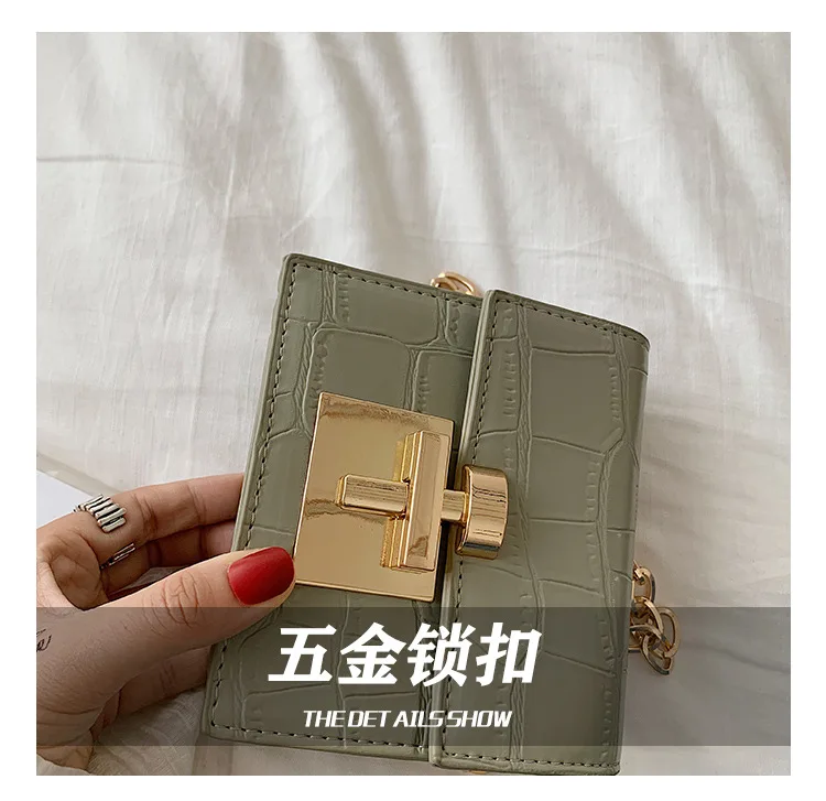 Crocodile Pattern MINI Crossbody Bags For Women Lock Messenger Shoulder Bag Lady Phone Handbags and Purses Stone Pattern