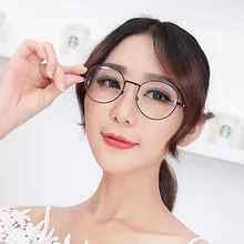 IBOODE круглые очки для близорукости для женщин и мужчин металлические близорукие очки анти синий светильник очки для близоруких очков