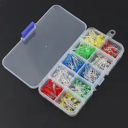 Kit d'assortiment universel de Diodes électroluminescentes, 3mm 5mm, rouge, vert, bleu, jaune, blanc, pour bricolage, 200 