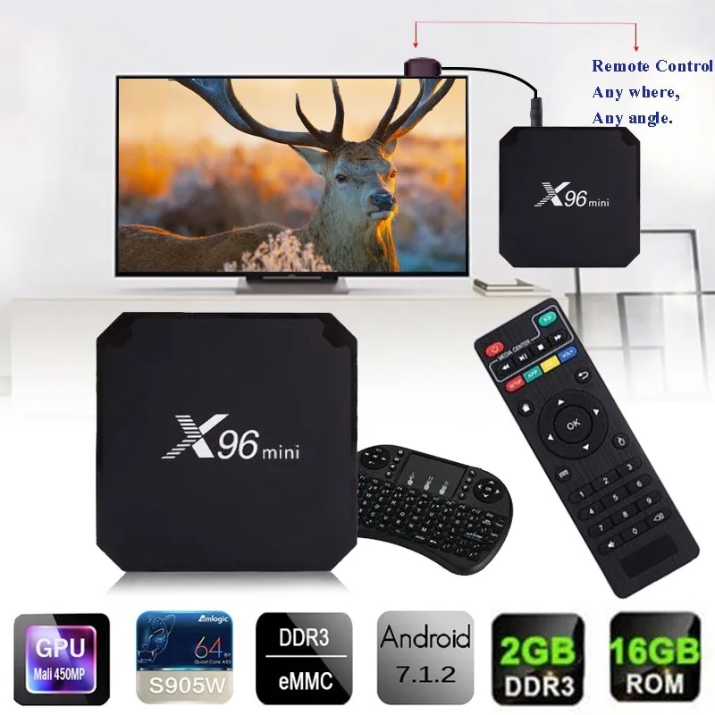DOITOP 2 Гб 16 Гб wifi 100 м LAN Smart Android tv Box Android 7,1 4K 1 ГБ 8 ГБ Поддержка 3D HD медиаплеер X96 Mini Smart tv BOX