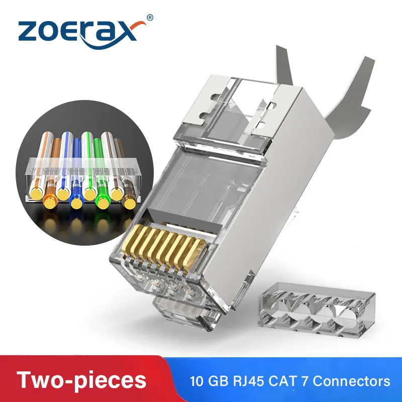 ZoeRax – connecteur de prise modulaire RJ45 CAT6A & CAT7, connecteur de  câble réseau, blindé, 50 px, 8P8C, 1.5mm, 2 pièces