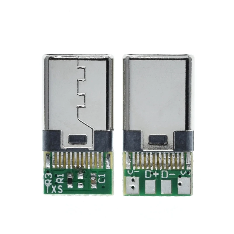 USB 3.1 Type C Connector 12/24 Pins Female/Male Socket Receptacle Adapter to Solder Wire & Cable 24 Pins Support PCB Board 10pcs