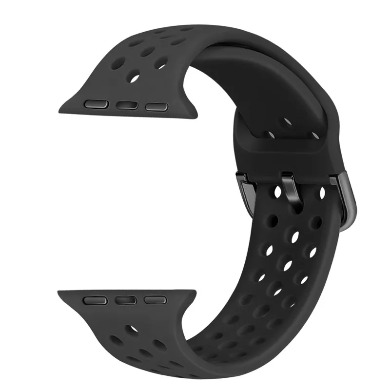 black Ремешок для apple watch группа 4, версия 1, 2, 3, ремешок 44/40 мм силиконовый браслет для наручных часов iwatch серии, версия 1, 2, 3, ремешок 38, 42 мм, версия дышащий Браслет аксессуар - Цвет ремешка: black