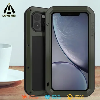 

2019 Waterproof Case For iPhone 11 pro LOVE MEI Metal Shockproof Case Gorilla Glass Screen Film For iPhone 11pro XI cover 5.8"