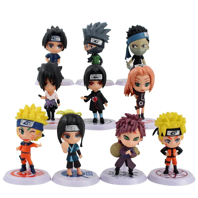 

10pcs/set 6-7cm Anime Naruto Mini Dolls Uchiha Sasuke Sakura Kakashi Gaara Itachi PVC Cartoon Collection Figure Toys