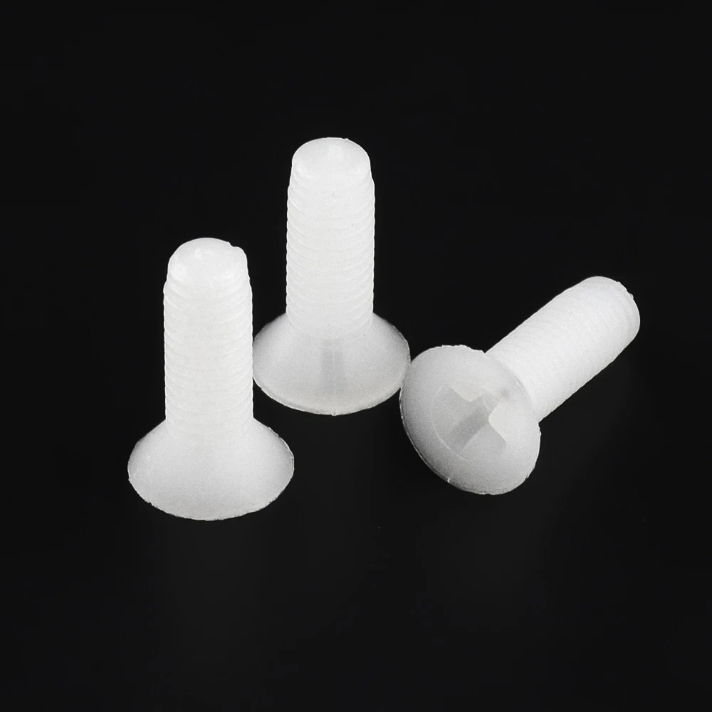 Swpeet Kit 360 Vis Nylon M4 Tête Plate Cruciforme Blanche + Écrous & Rondelles - 6 Longueurs 6/8/10/12/15/20 Mm - Anti-corrosion & Isolantes