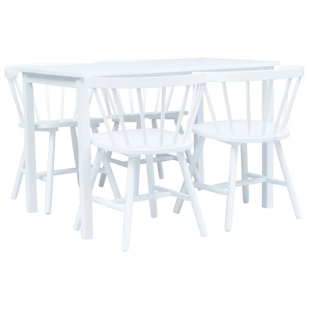 

vidaXL Conjunto de comedor 5 piezas madera maciza de caucho blanco