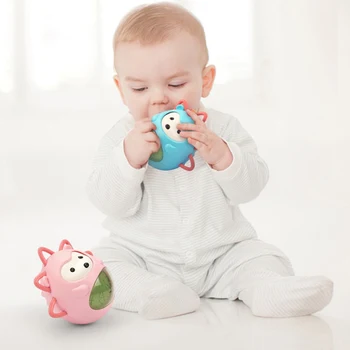 

Hot Cute Cartoon Hedgehog Tumbler Hand Bell Rattle Appease Toys Newborn Baby Teethers Kids Teether Gift Baby