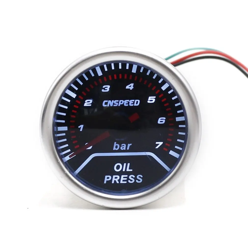 CNSPEED 12 в 0-7 бар автомобильный светодиодный цифровой измеритель давления масла измеритель топлива 52 мм дымовая линза с датчиком для универсальной модификации автомобиля