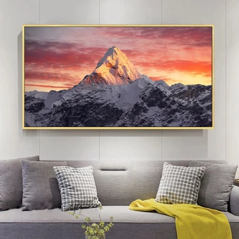 

Everest Mountain In Sunset Canvas Painting Landscape Posters and Prints Cuadros Wall Art Picture for Living Room Home Decoration
