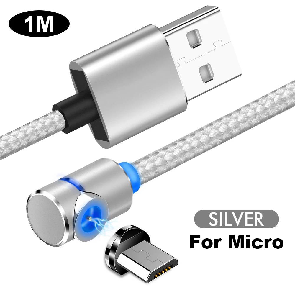 1M Magnetic Cable Micro USB Type C For Samsung Huawei 2A Quick Charge Android Micro USB Magnet Phone Data Cord For Redmi Note 7 - Цвет: Micro USB Sliver