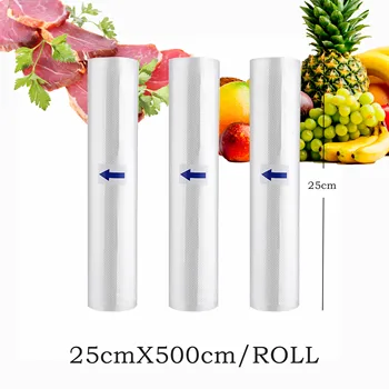 

3 Rolls/Lot LIFE Kitchen Food Vacuum Bag Storage Bags For Vacuum Sealer Food Fresh Long Keeping 12+15+20+25+28cm*500cm