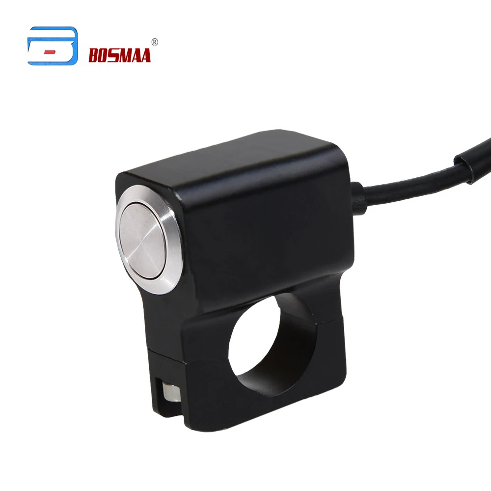 

BOSMAA Motorcycle LED ON/OFF Fog light Switch 7/8" 22mm SpotLights battery kill Switch Waterproof Aluminum Brake Start Switch