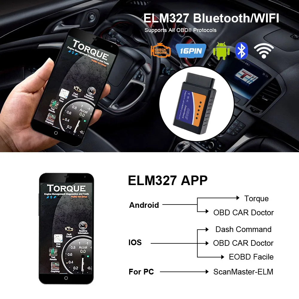 OBD2 Scanner ELM327 V1.5 WIFI Bluetooth IOS Android Car Diagnostic Tool Code Reader obd2 scanner obd code reader system diagnostic tool