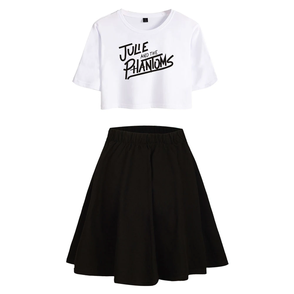Julie and the Phantoms-Conjunto de dos piezas para mujer, camiseta de manga corta, Top corto + falda, ropa de calle, conjuntos de verano