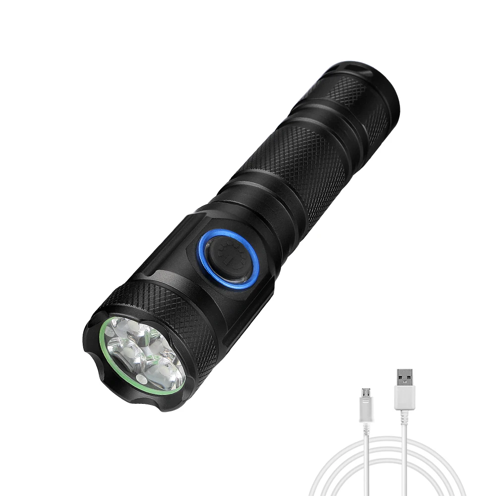Светодиодный тактический фонарь заряжаемый через интерфейс USB фонарь 4* P50 светодиодный фонарь для работы Водонепроницаемая велосипедная фара Портативный Фонари по 18650 18350