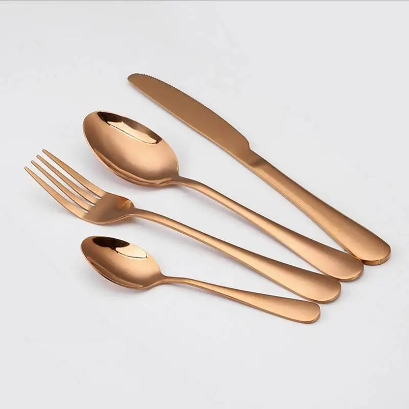 Rose gold Набор столовых приборов из нержавеющей стали 304 Набор ножей вилка, ложка, Посуда свадебный набор серебряных изделий - Цвет: Rose gold