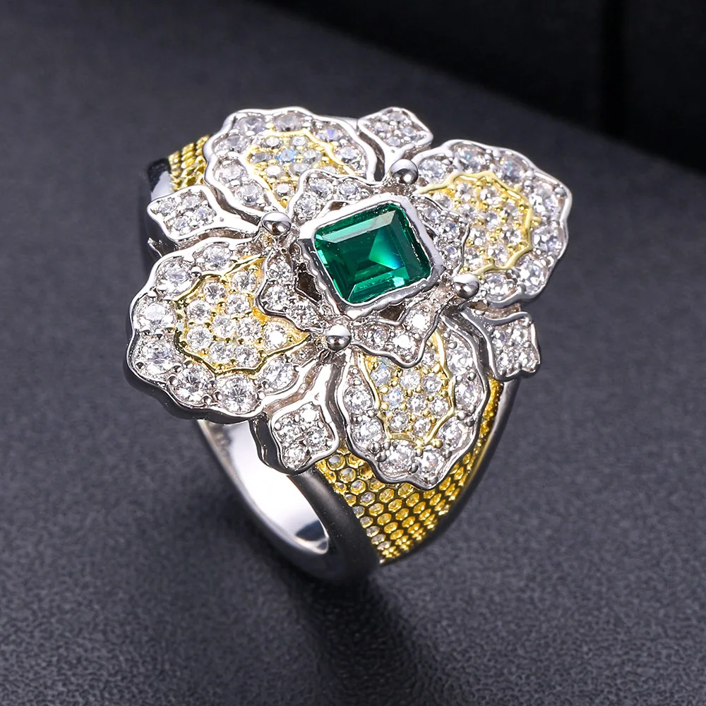Jankelly модное 925 пробы Серебряное AAA кубического циркония квадратной формы проложить Установка Открытое кольцо для женщин аксессуары, лучшее качество