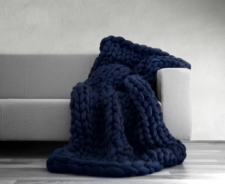 Knitting Throw Blankets Yarn Knitted Blanket Hand-knitted Warm Chunky Knit Cheap Blanket Thick Bulky Sofa Throw