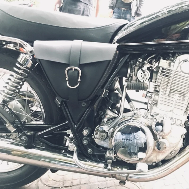 Универсальный мотоцикл PU кожаная сумка для инструментов для Harley Kawasaki Honda Suzuki кафе-Рейсер мотоцикл багаж левая сторона седельная сумка