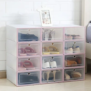 

Flip Shoes Box Transparent Drawer Case Plastic Shoe Boxes Stackable Storage Case Organizer Shoe storage box shoe box