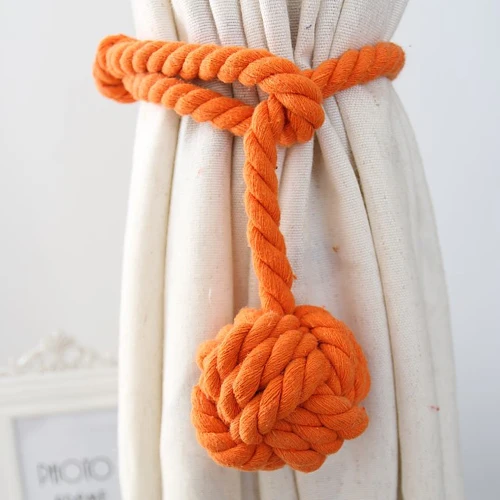 Cotton Rope Braided Curtain Tieback Tassel Cotton Rope Tie Backs with Balls American Pastoral Style 1 Piece - Цвет: 18