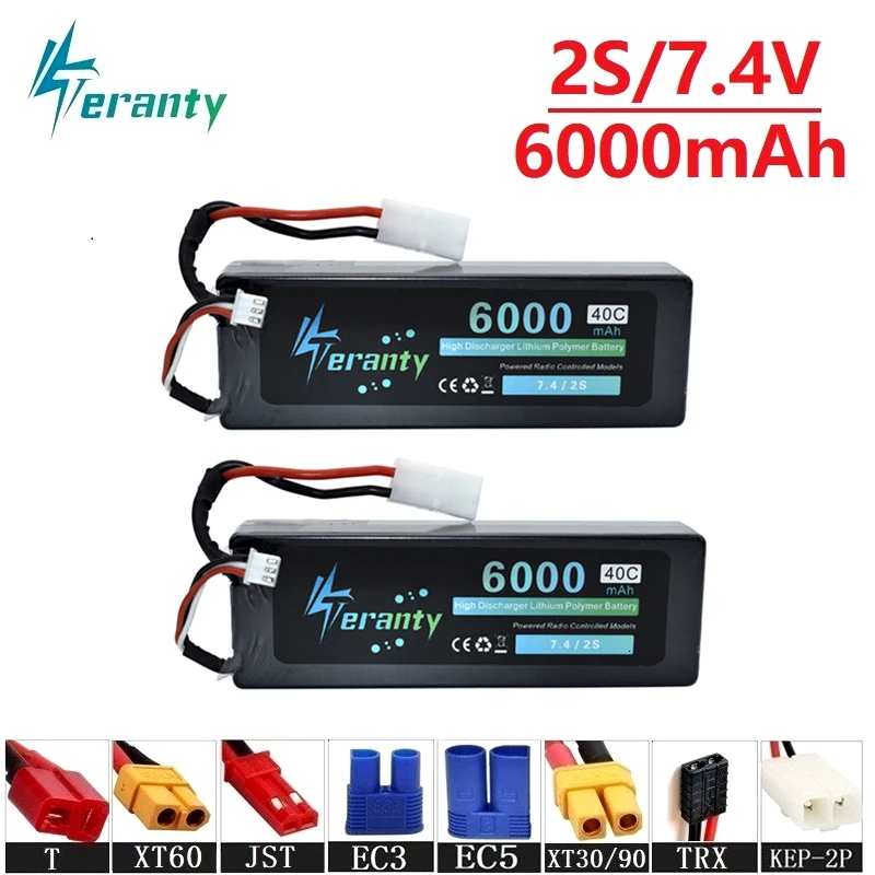 2s 6000mAh 7 4 v Lipo батарея для радиоуправляемого дрона вертолета автомобиля лодки