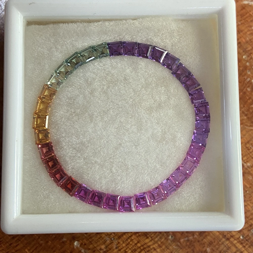 Meisidian 36 Piece 3.3x3.1x2.8mm Lab Ruby Sapphire Rainbow Color Loose Gemstone 40mm Watch Bezel Making